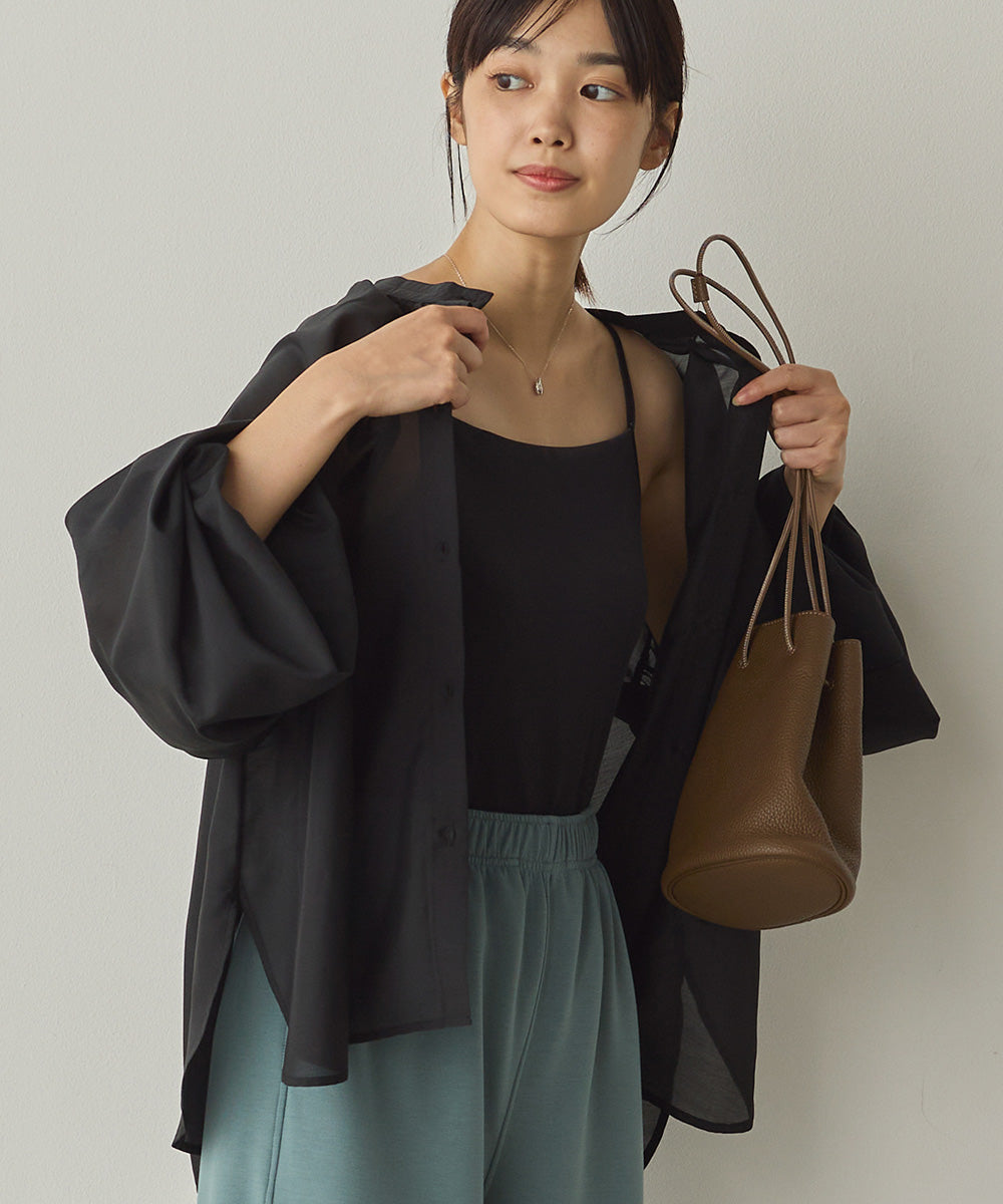 25SS 極美品 23区 4L 大きいサイズ シアー ブラウス プルオーバー 黒 