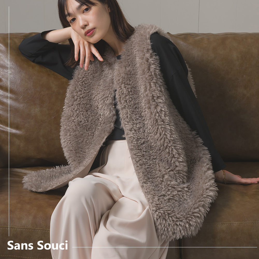 プードルファーリバーシブルロングベスト[1325-9006] – Sans Souci 34＋