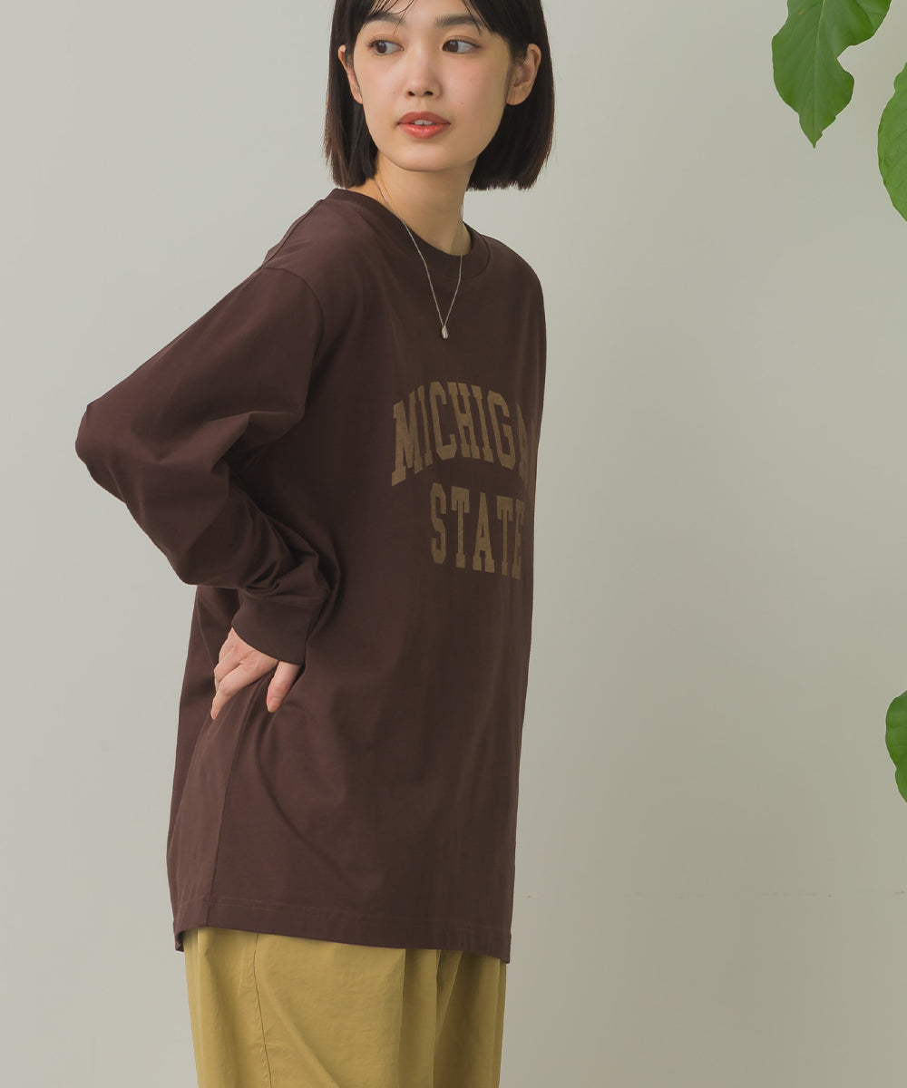 バイオポリウォッシュプリントTシャツ長袖[1000-6226]