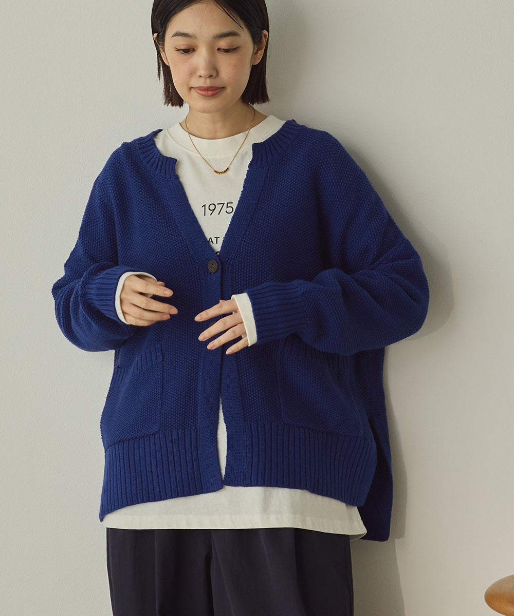 綿カシミヤ鹿の子ワイドニットカーディガン[11004-5526]