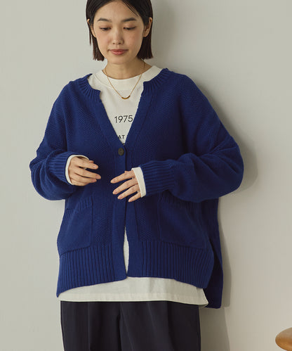 綿カシミヤ鹿の子ワイドニットカーディガン[11004-5526]