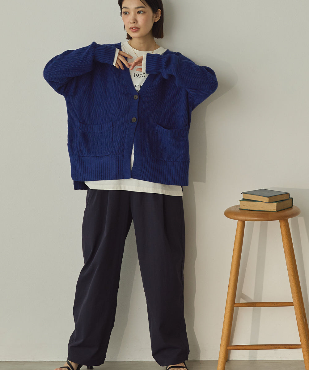 綿カシミヤ鹿の子ワイドニットカーディガン[11004-5526]