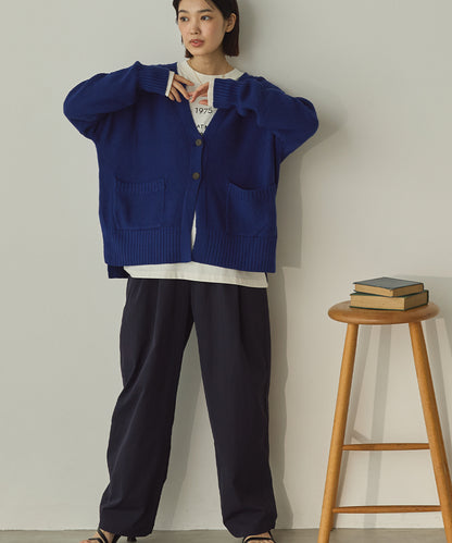 綿カシミヤ鹿の子ワイドニットカーディガン[11004-5526]