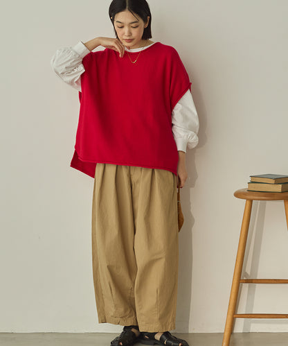綿カシミヤ鹿の子ドロップニットベスト[11005-5526]