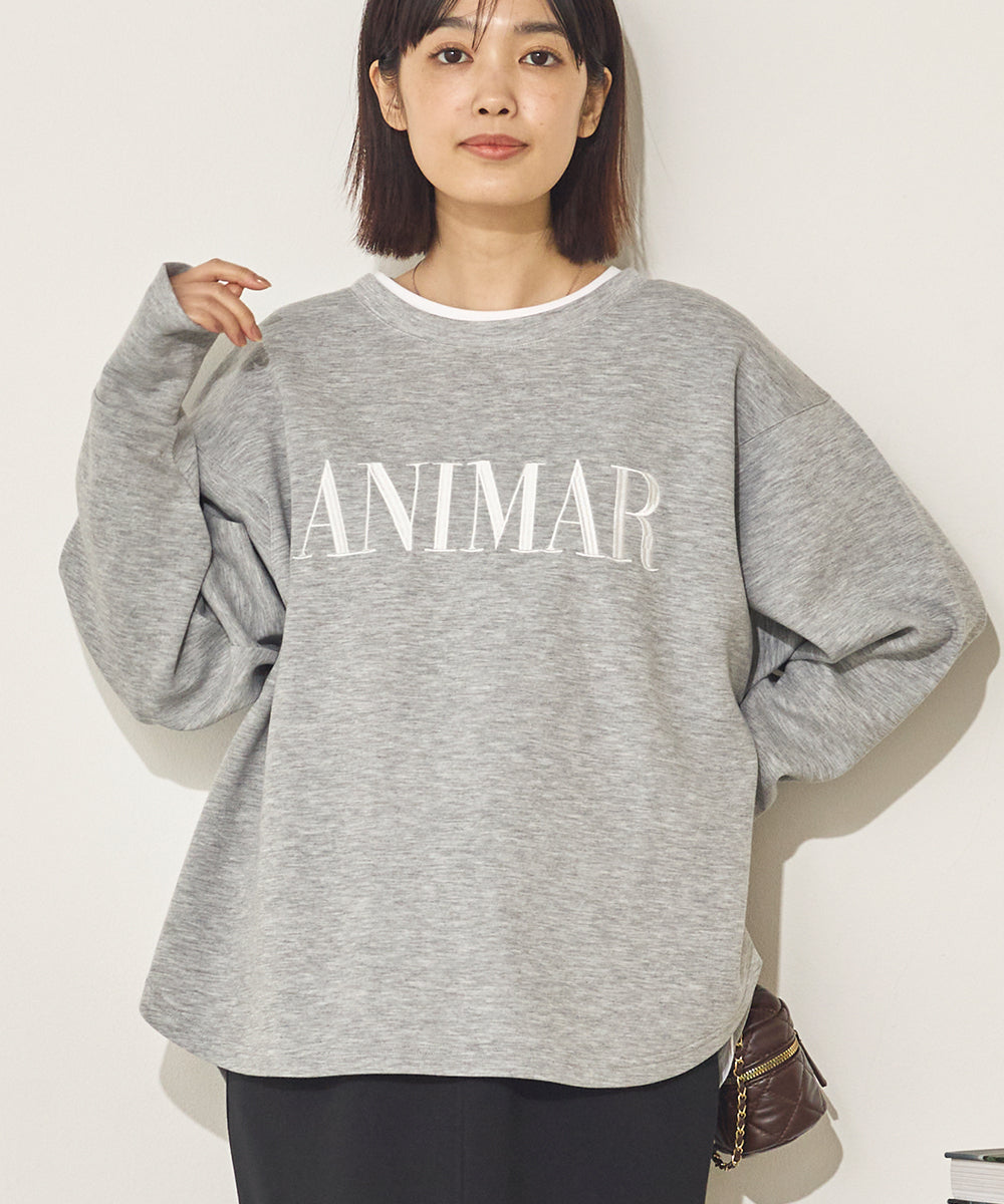 ソフトダンボールニット刺繍ロゴプルオーバー[11040-6136]