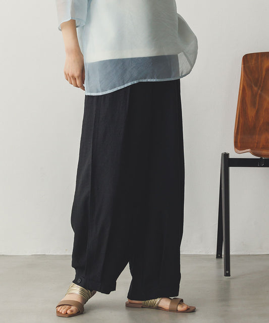 リネンライク気流染め裾タック2wayボリュームパンツ[1125-1001]