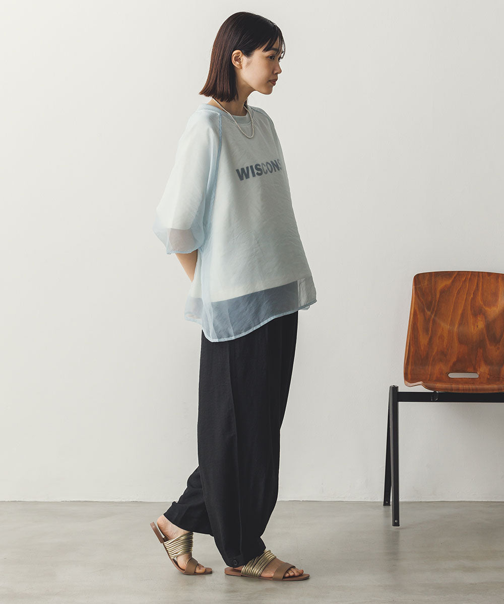 リネンライク気流染め裾タック2wayボリュームパンツ[1125-1001] – Sans