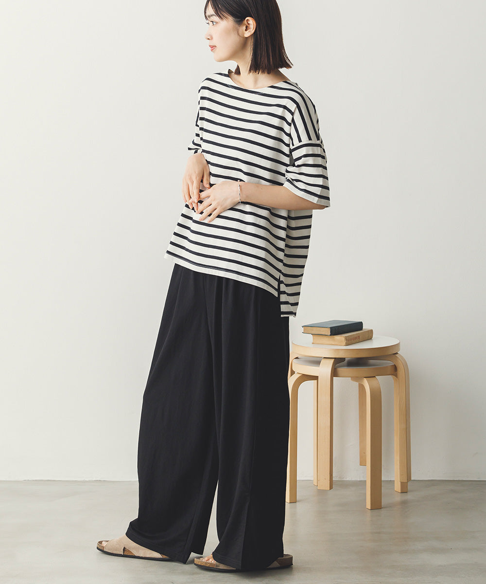 接触冷感ギャザータックワイドパンツ[1125-1002]