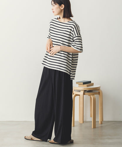 接触冷感ギャザータックワイドパンツ[1125-1002]