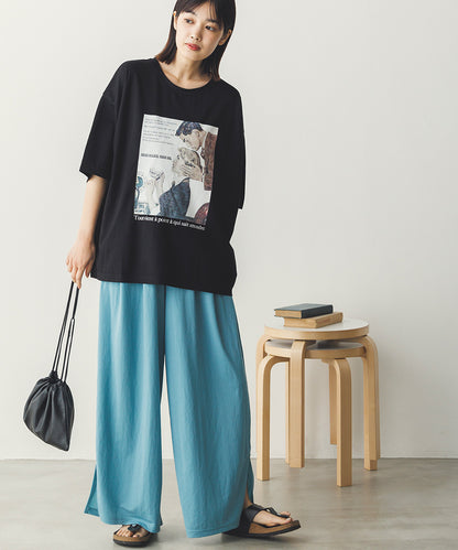 接触冷感ギャザータックワイドパンツ[1125-1002]