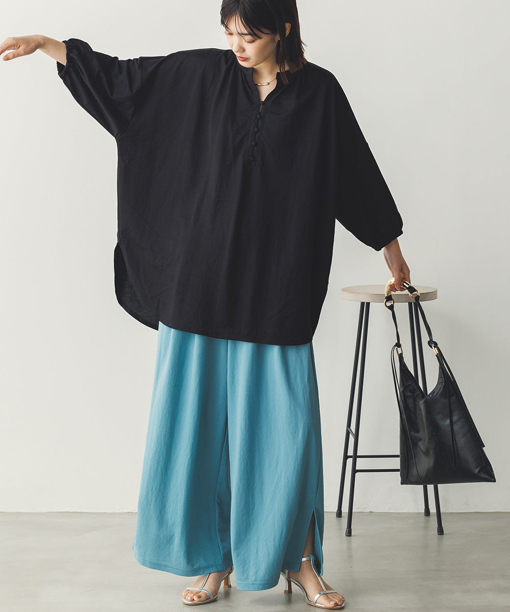 接触冷感ギャザータックワイドパンツ[1125-1002]
