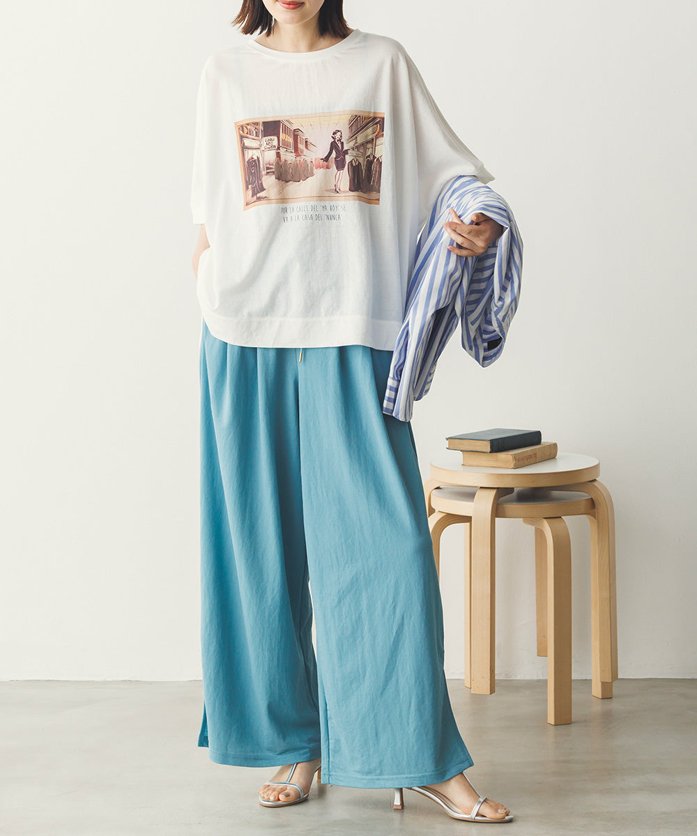 接触冷感ギャザータックワイドパンツ[1125-1002]
