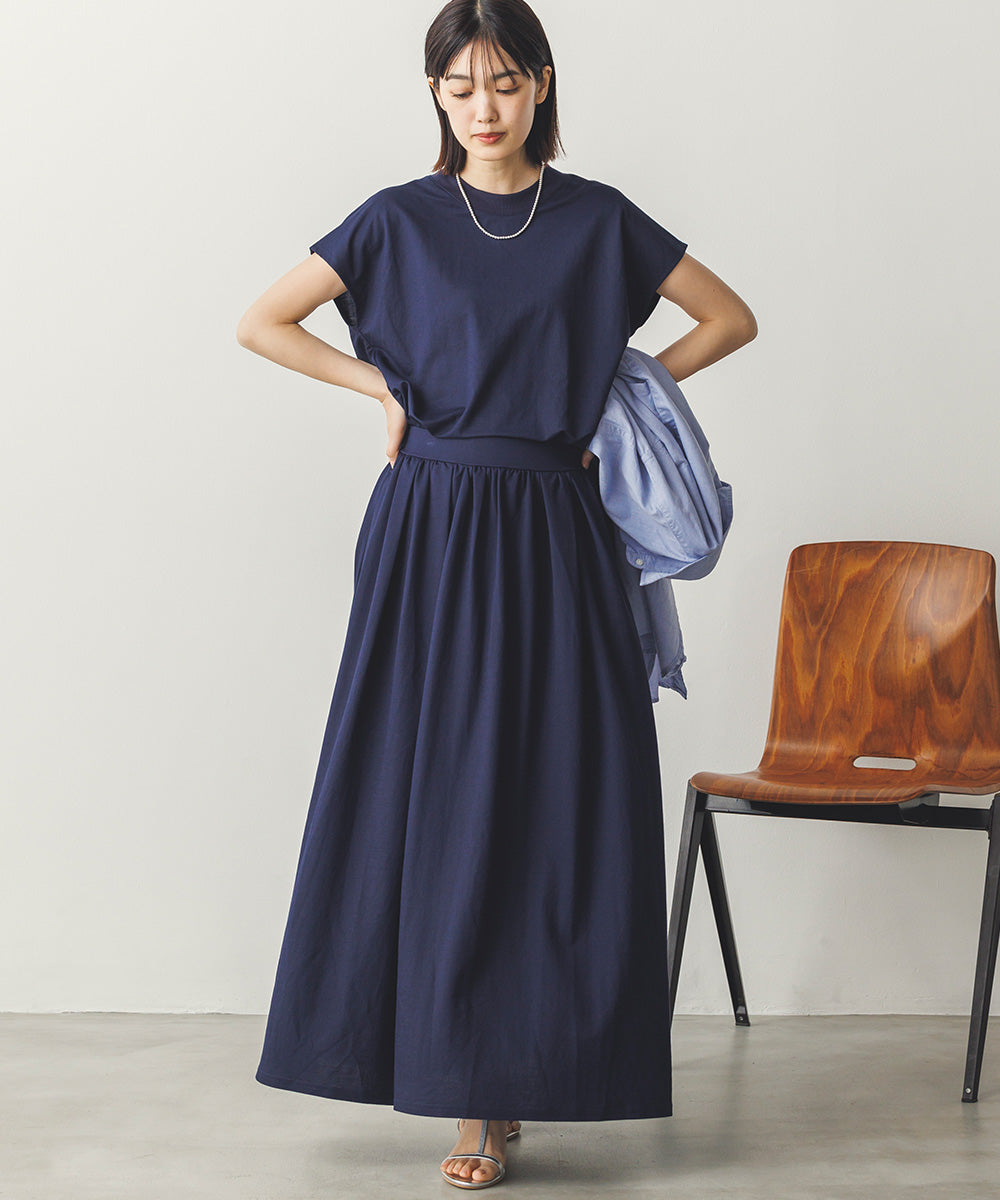 接触冷感裾ラウンドフレンチスリーブプルオーバー[1125-6105