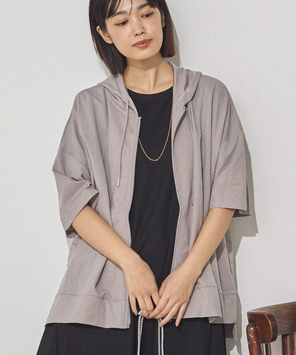 接触冷感オーバーサイズジップパーカー[1125-6106]