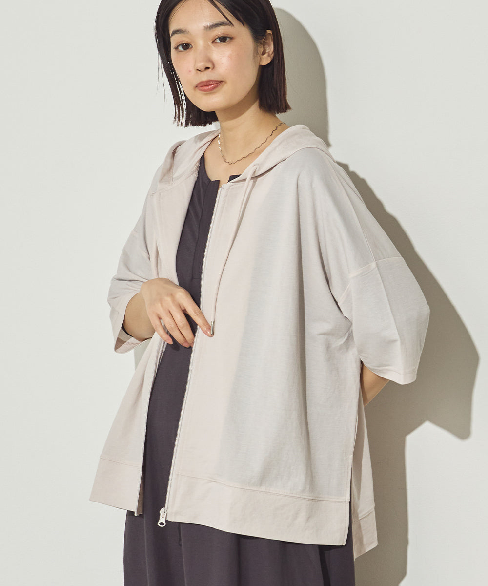 接触冷感オーバーサイズジップパーカー[1125-6106]