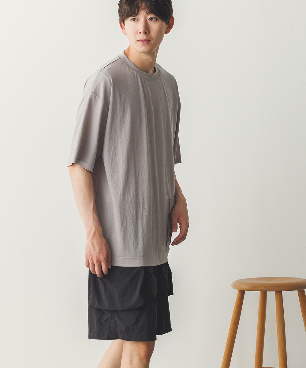 メンズ接触冷感レーヨンナイロンサイドポケットTシャツ[1125-6111]