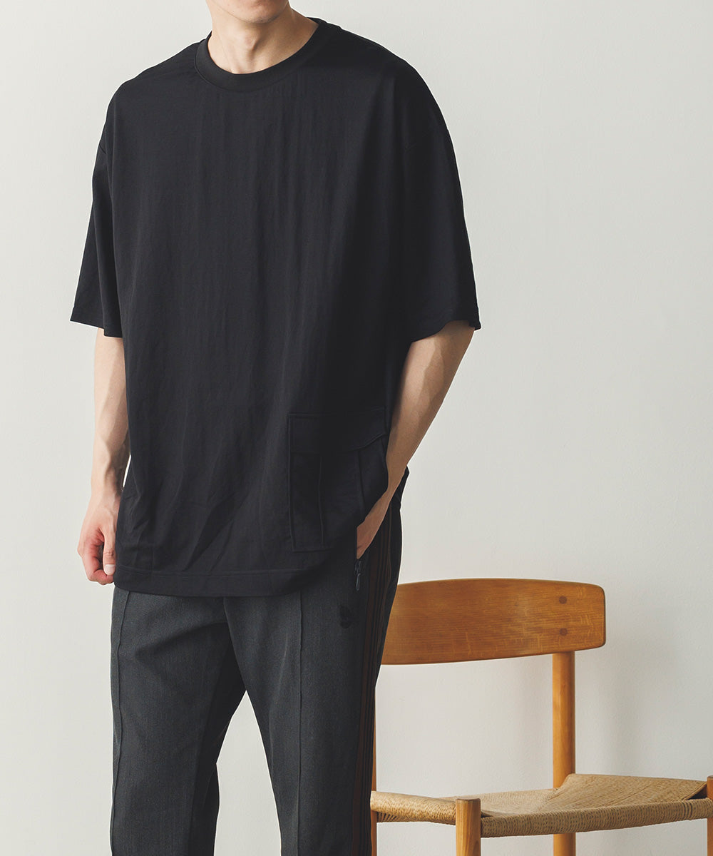 メンズ接触冷感レーヨンナイロンサイドポケットTシャツ[1125-6111]