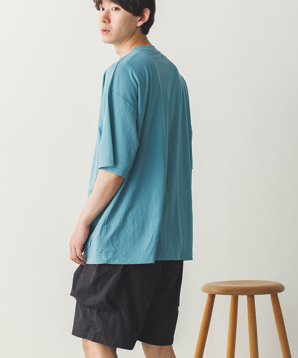 メンズ接触冷感レーヨンナイロンサイドポケットTシャツ[1125-6111]