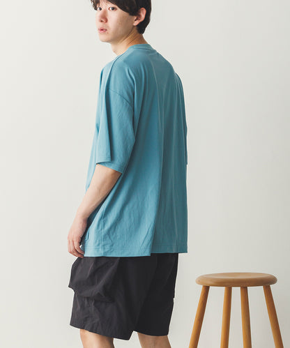 メンズ接触冷感レーヨンナイロンサイドポケットTシャツ[1125-6111]