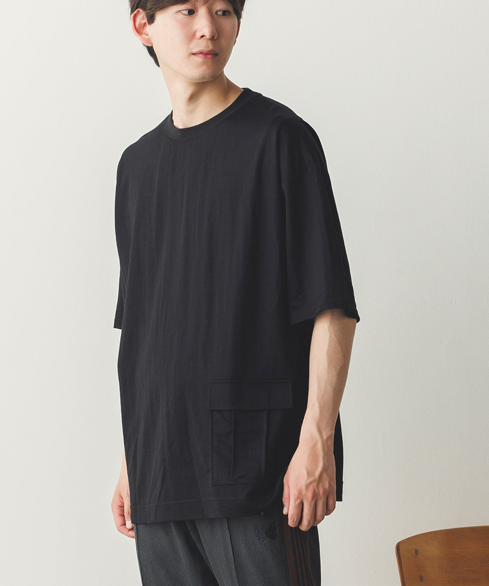 メンズ接触冷感レーヨンナイロンサイドポケットTシャツ[1125-6111]