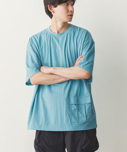 メンズ接触冷感レーヨンナイロンサイドポケットTシャツ[1125-6111]