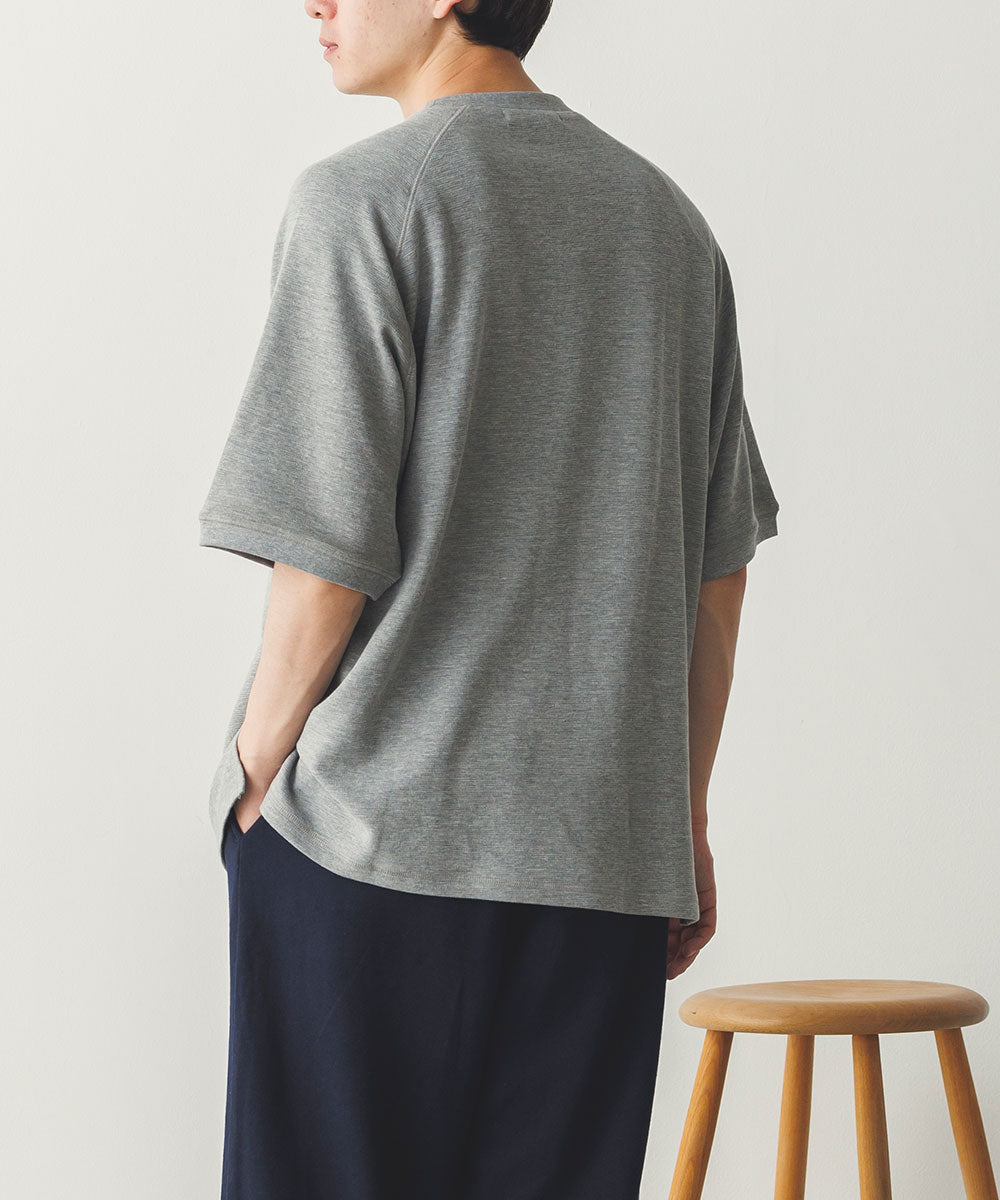 メンズリップルダブルフェイスラグランTシャツ[1125-6115]