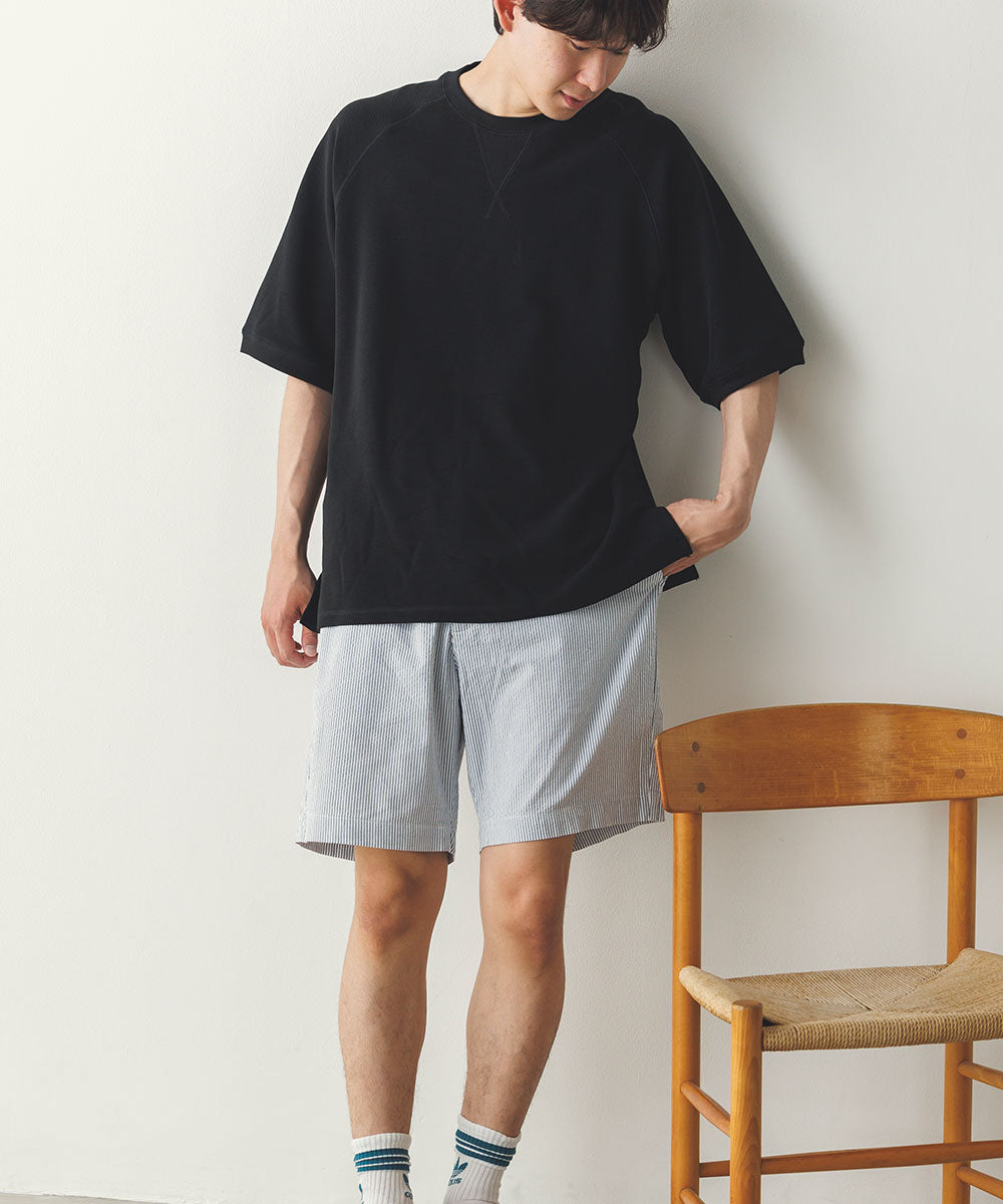 メンズリップルダブルフェイスラグランTシャツ[1125-6115]