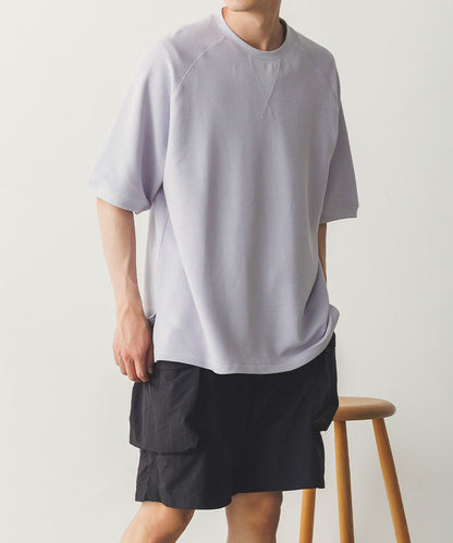 メンズリップルダブルフェイスラグランTシャツ[1125-6115]