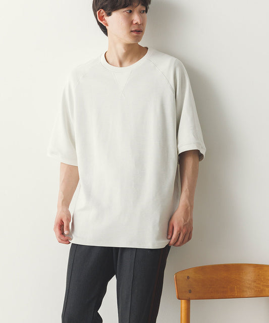 メンズリップルダブルフェイスラグランTシャツ[1125-6115]