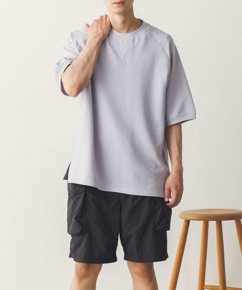 メンズリップルダブルフェイスラグランTシャツ[1125-6115]
