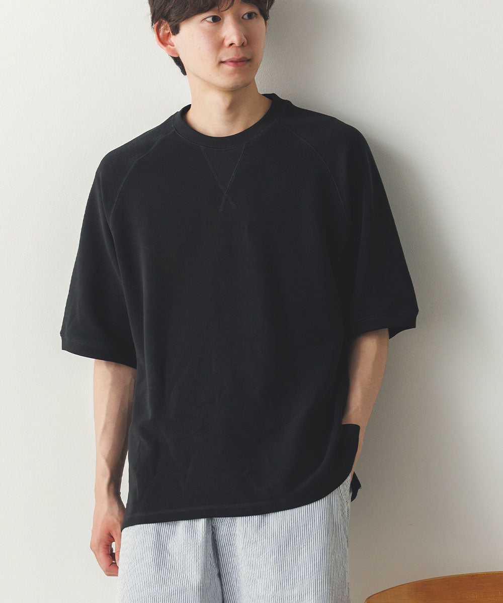 メンズリップルダブルフェイスラグランTシャツ[1125-6115]