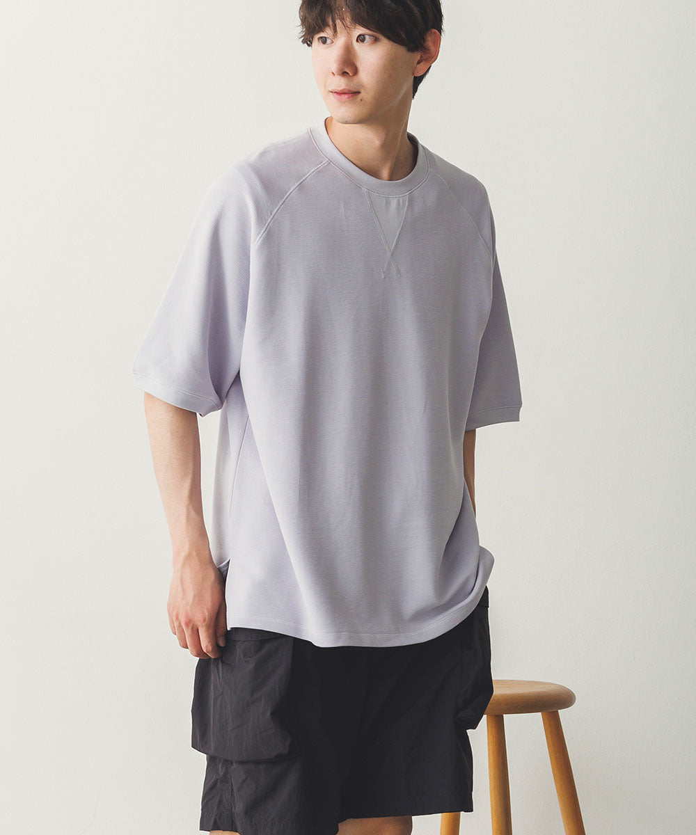 メンズリップルダブルフェイスラグランTシャツ[1125-6115]