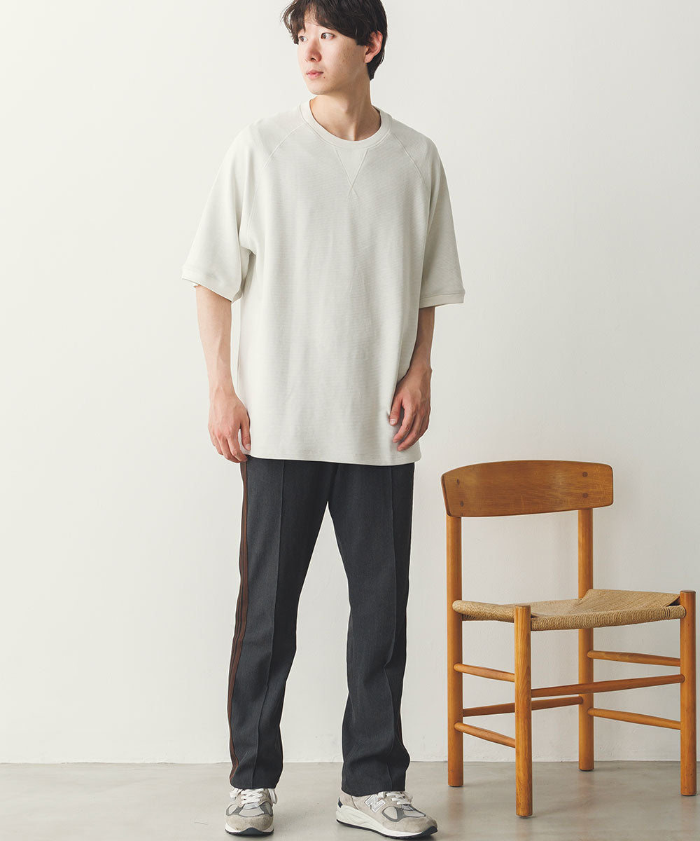 メンズリップルダブルフェイスラグランTシャツ[1125-6115]