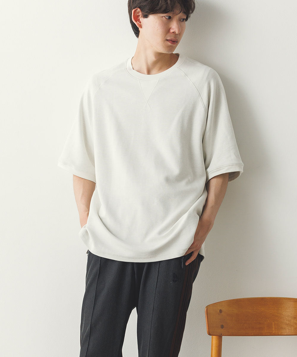 メンズリップルダブルフェイスラグランTシャツ[1125-6115]