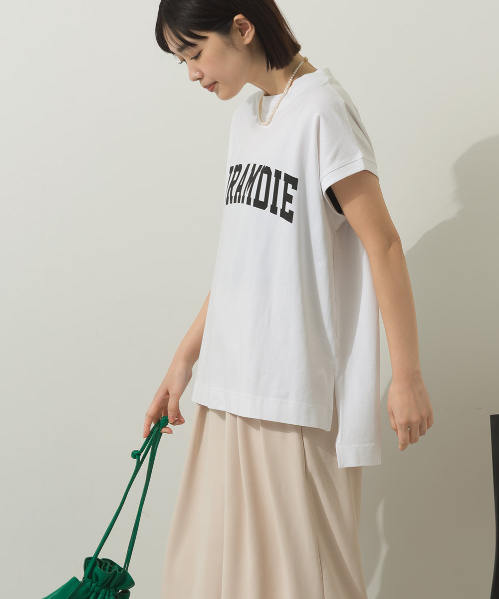 コットンベア天竺フレンチスリーブロゴTシャツ[1125-6120]