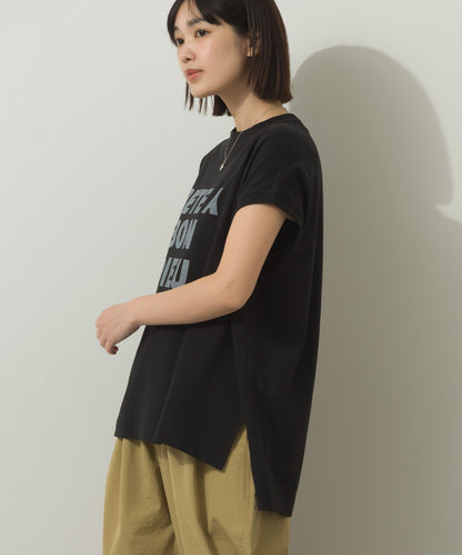 コットンベア天竺フレンチスリーブロゴTシャツ[1125-6120]