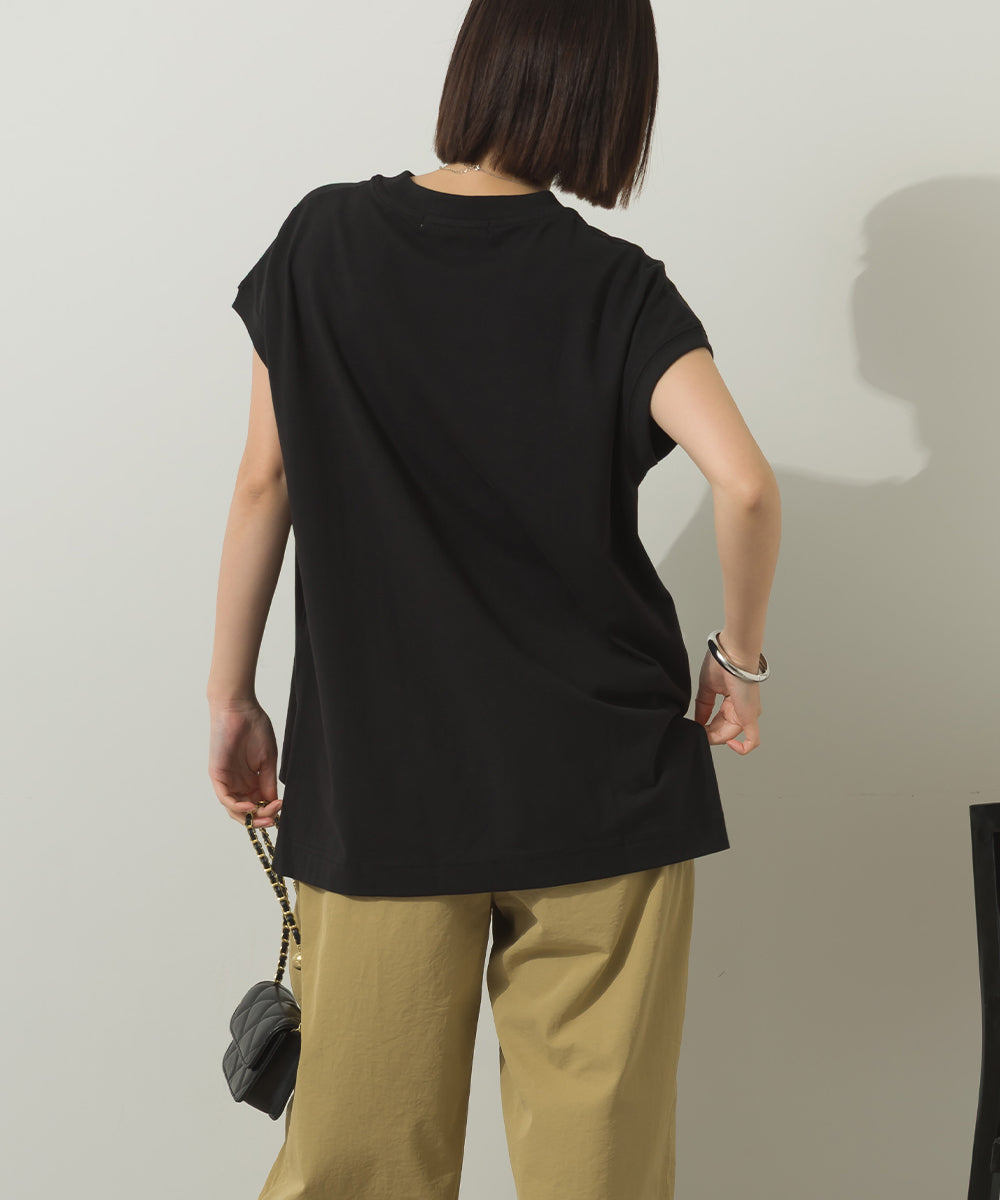 コットンベア天竺フレンチスリーブロゴTシャツ[1125-6120]