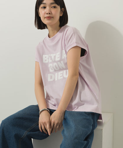 コットンベア天竺フレンチスリーブロゴTシャツ[1125-6120]