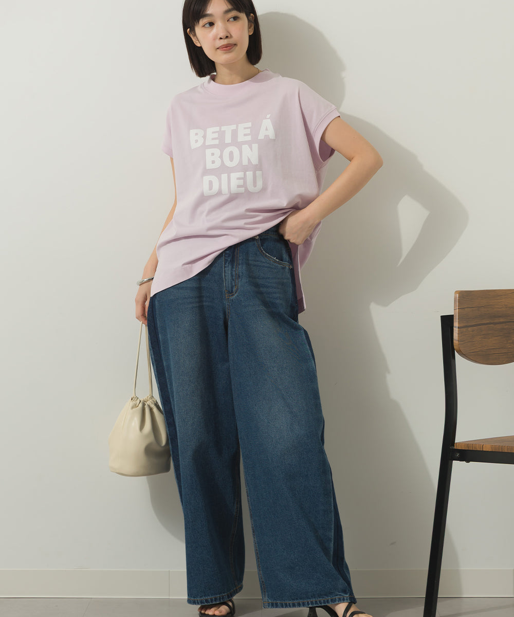 コットンベア天竺フレンチスリーブロゴTシャツ[1125-6120]