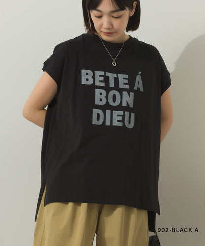 コットンベア天竺フレンチスリーブロゴTシャツ[1125-6120]