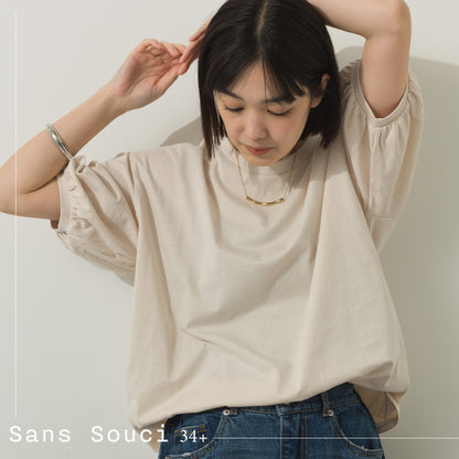 冷感シルクタッチボリューム袖半袖Tシャツ[1125-6135]