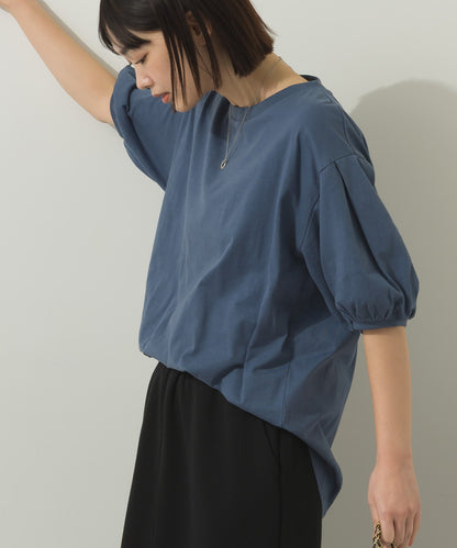 冷感シルクタッチボリューム袖半袖Tシャツ[1125-6135]