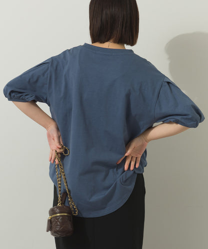 冷感シルクタッチボリューム袖半袖Tシャツ[1125-6135]