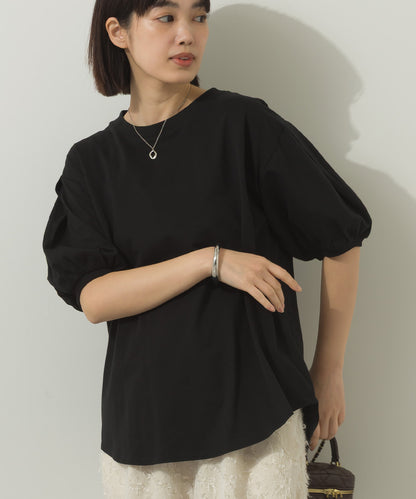 冷感シルクタッチボリューム袖半袖Tシャツ[1125-6135]