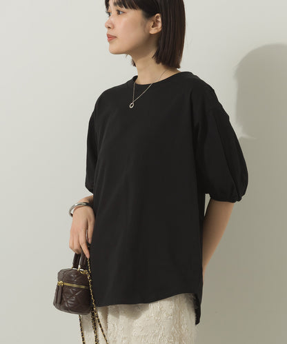 冷感シルクタッチボリューム袖半袖Tシャツ[1125-6135]