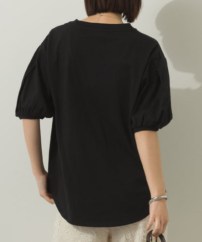 冷感シルクタッチボリューム袖半袖Tシャツ[1125-6135]