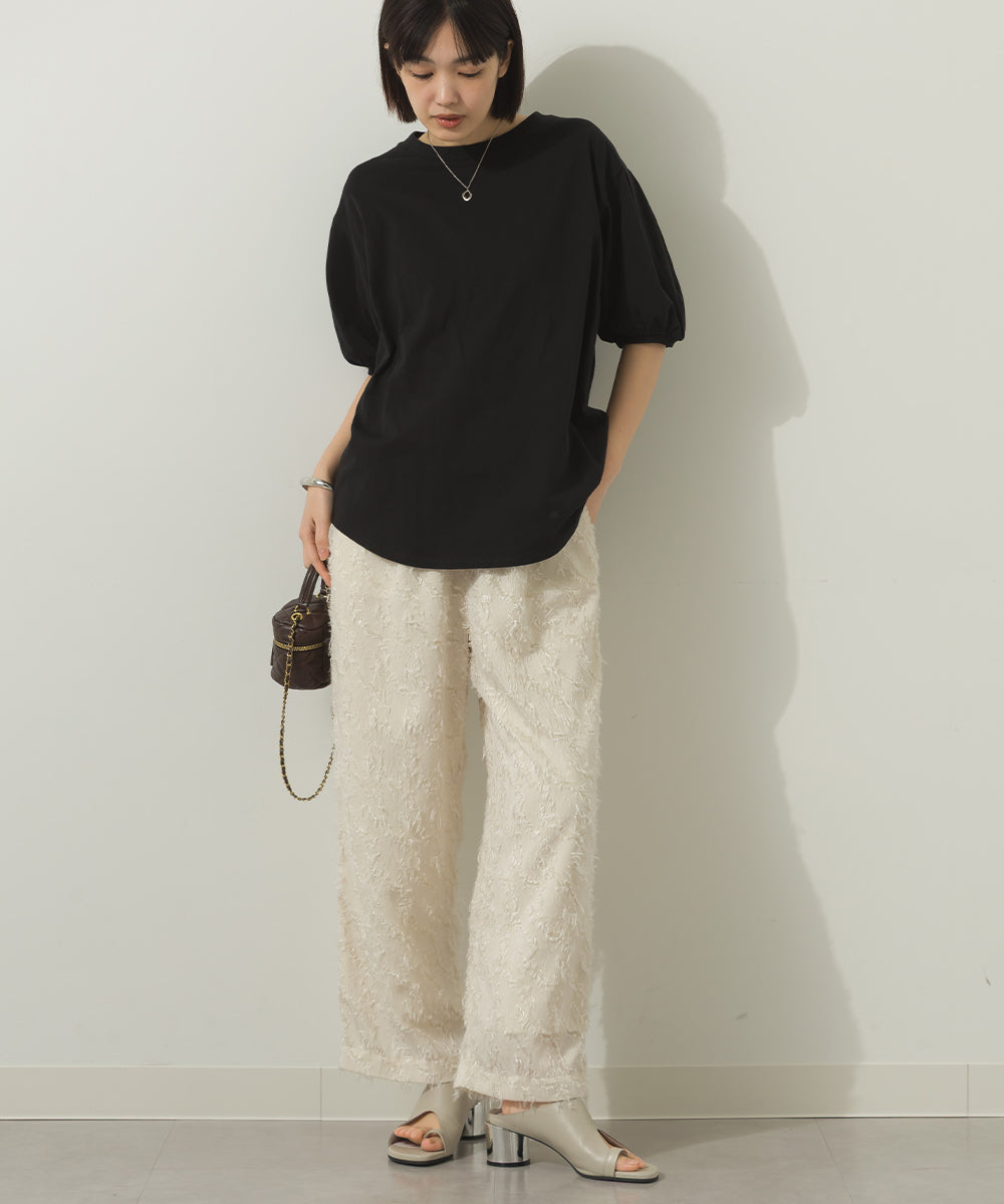冷感シルクタッチボリューム袖半袖Tシャツ[1125-6135]