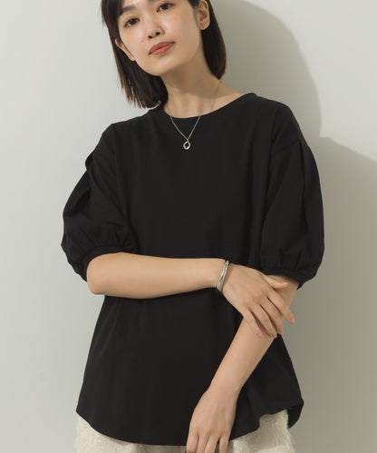 冷感シルクタッチボリューム袖半袖Tシャツ[1125-6135]