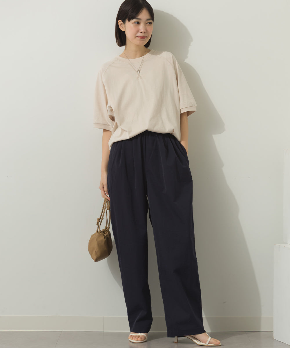 冷感シルクタッチラグランスリーブ5分袖プルオーバー[1125-6136]