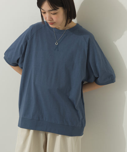 冷感シルクタッチラグランスリーブ5分袖プルオーバー[1125-6136]